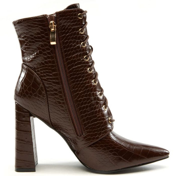 Block Lace Up Booties