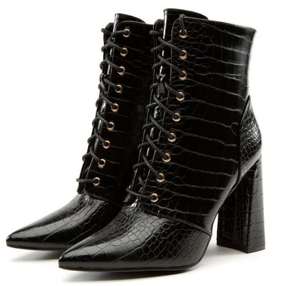 Block Lace Up Booties