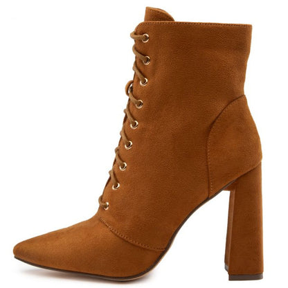 Block Lace Up Booties