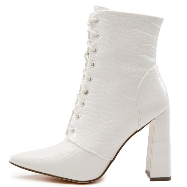Block Lace Up Booties
