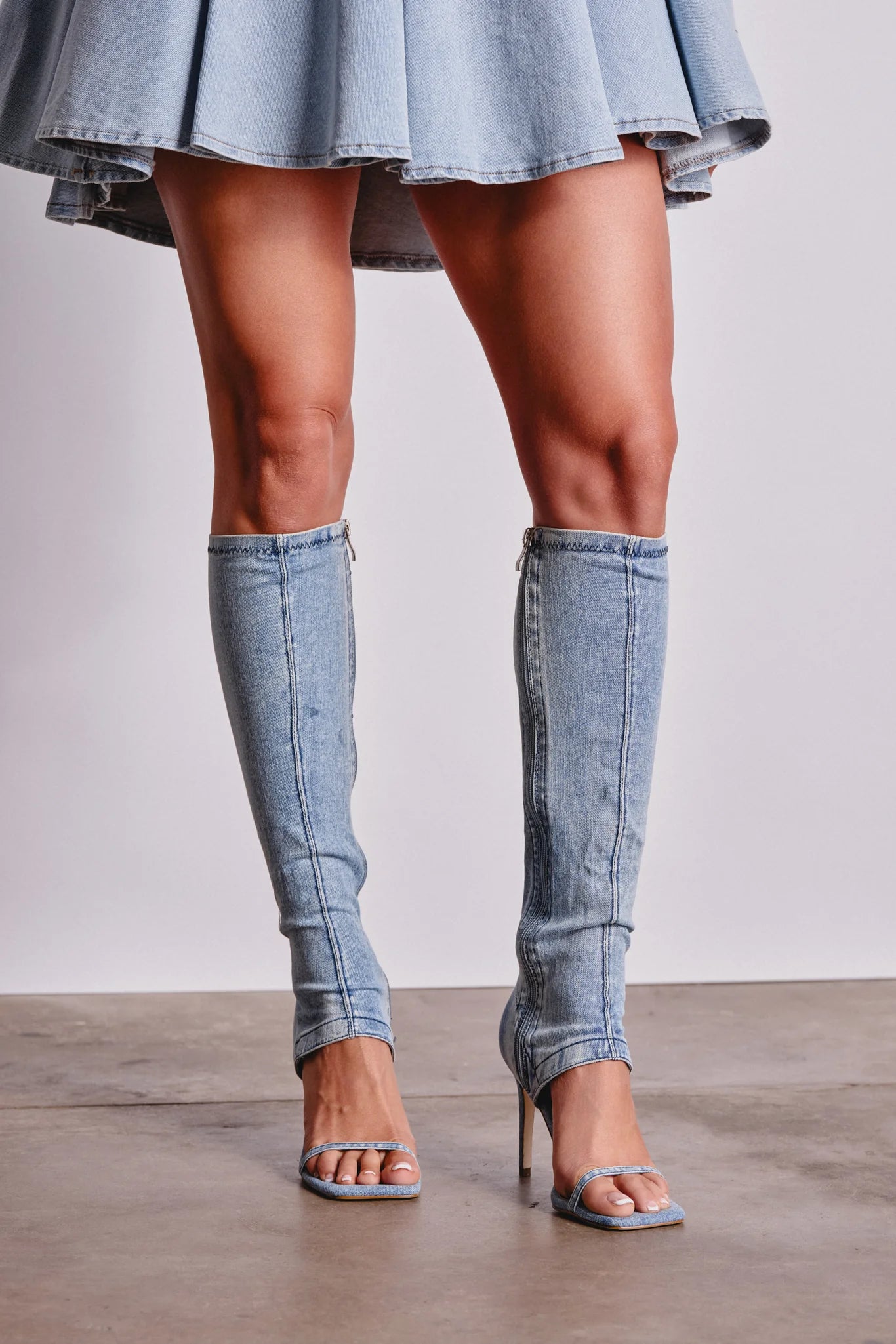 DENIM GLADIATOR STILETTO SANDAL