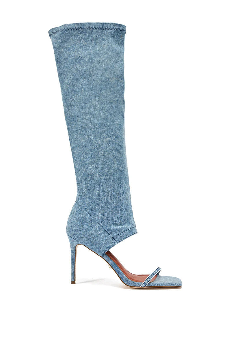 DENIM GLADIATOR STILETTO SANDAL