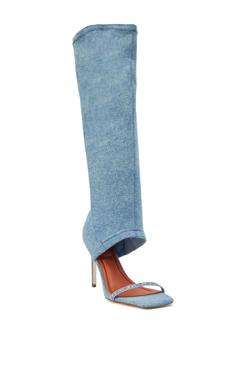 DENIM GLADIATOR STILETTO SANDAL