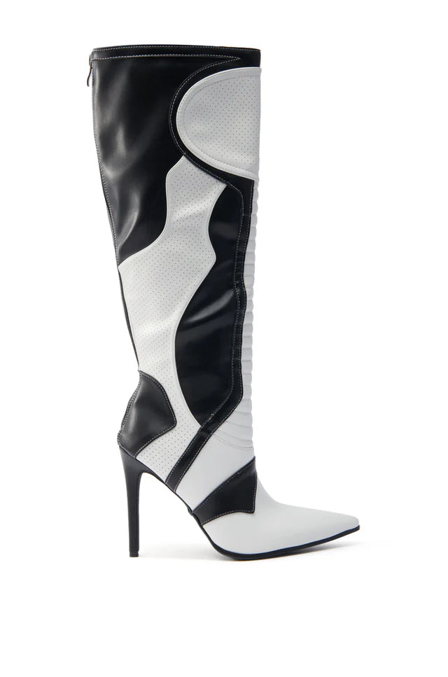 Black And White Knee Boot