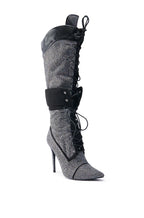 RHINESTONE STILETTO KNEE BOOTS