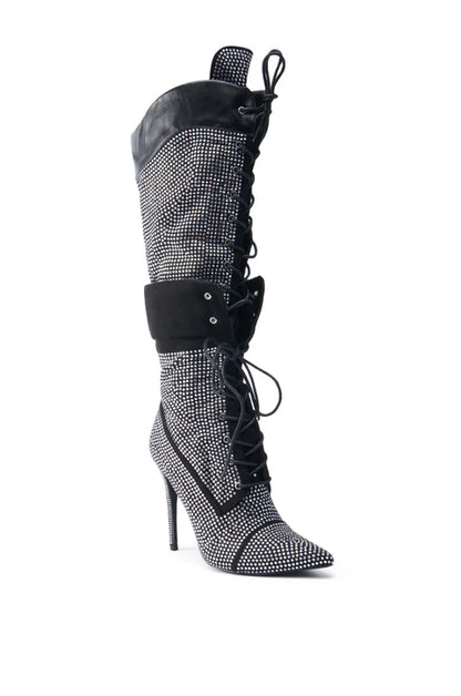 Rhinestone Stiletto Knee Boot