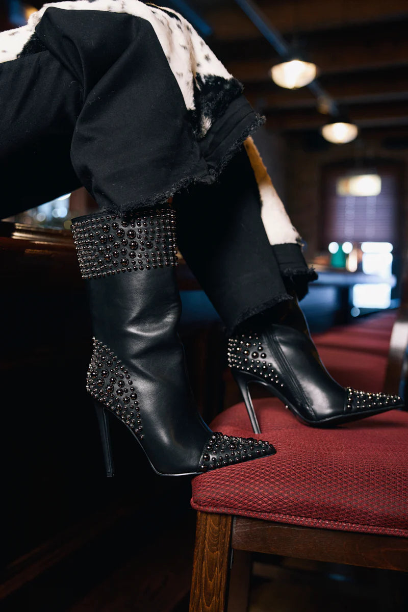 Gunmetal Stud Stiletto Booties