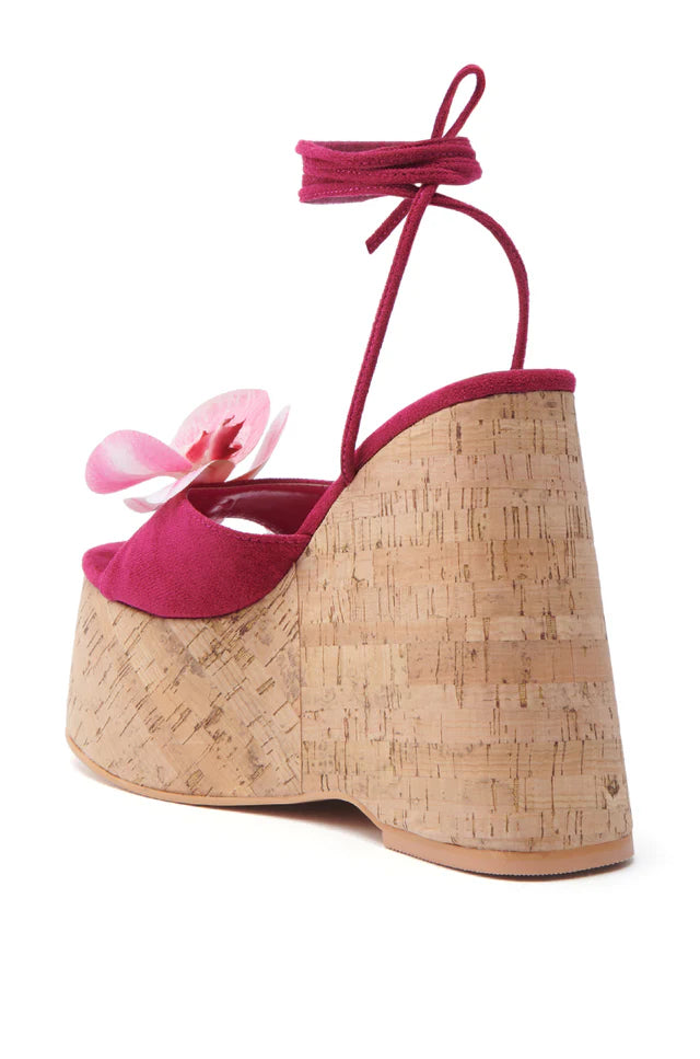 Green Floral Wedges Sandals