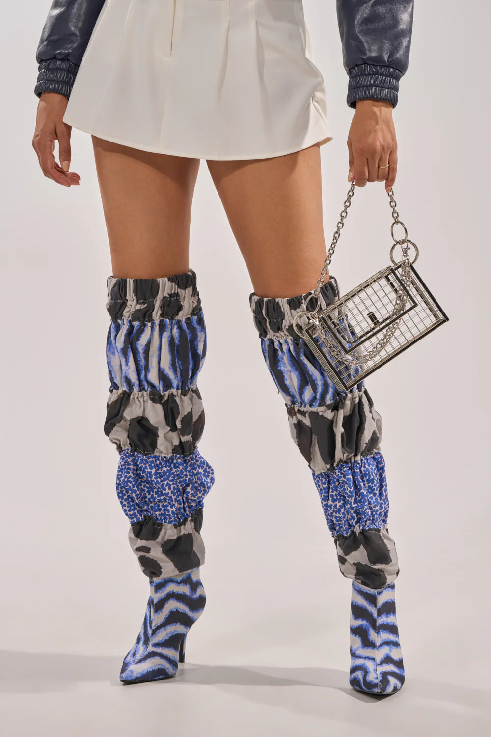 BLUE MULTI PATCHWORK BOOTS