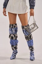 BLUE MULTI PATCHWORK BOOTS