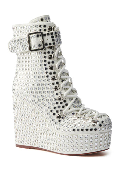 Rhinestone Platform Wedge Bootie