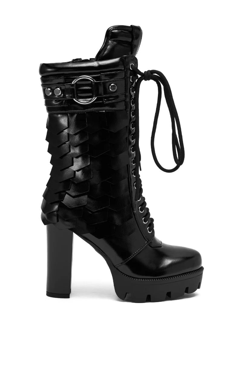 GERNOT BLACK LACE UP PLATFORM BOOTIES