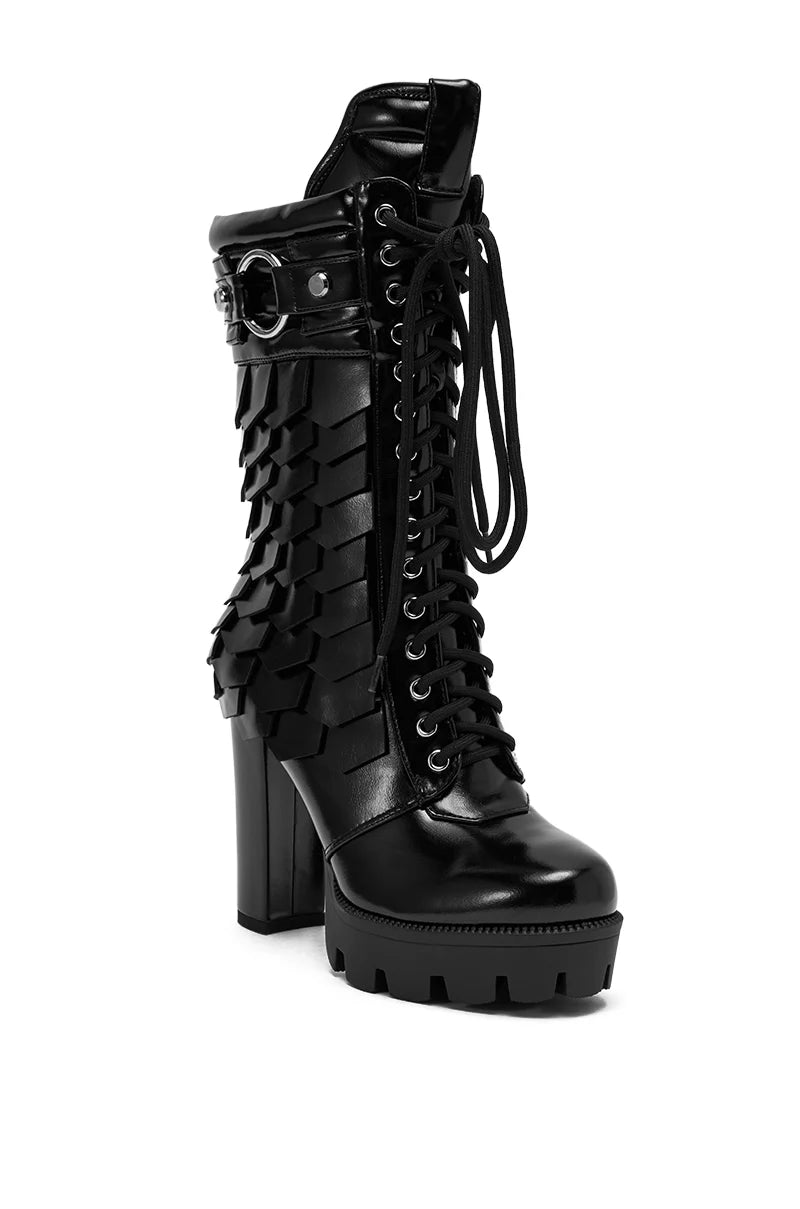 GERNOT BLACK LACE UP PLATFORM BOOTIES