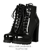 Chunky Faux Patent Booties