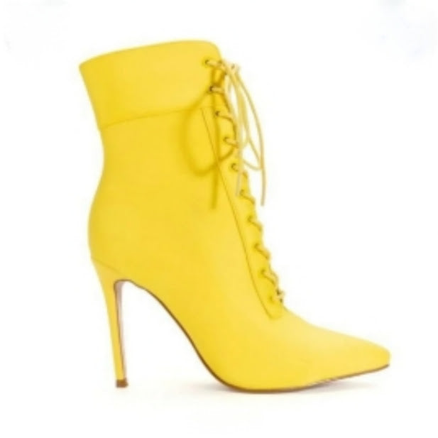Lace Up Pointed Booties