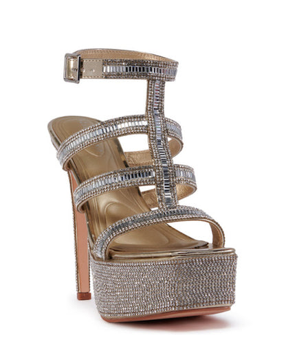 Rhinestones Platform Strappy Heels