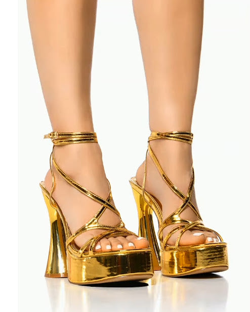 Retro Platform Strappy Heels