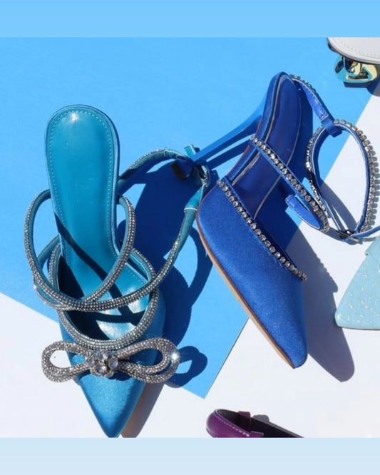 Strap Rhinestone Pointed Pumps