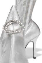 METALLIC RHINESTONE POINTY BOOTS
