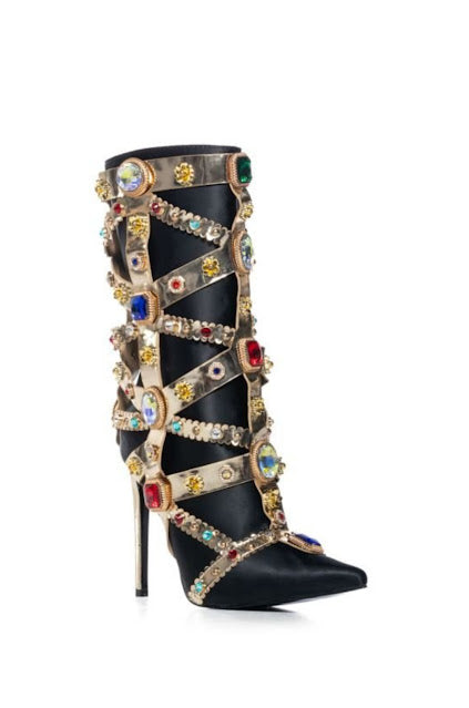 Embellished Multi Gem Booties