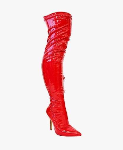 Faux Patent Stilleto High Boot