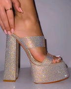 CHUNKY RHINESTONE PLATFORM HEELS