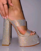 CHUNKY RHINESTONE PLATFORM HEELS