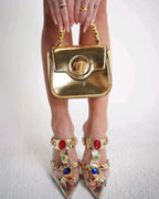 CLEAR GEM POINTED HEELS