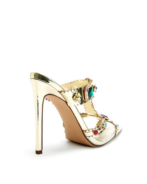 CLEAR GEM POINTED HEELS