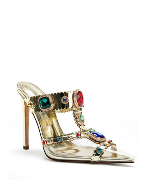 CLEAR GEM POINTED HEELS