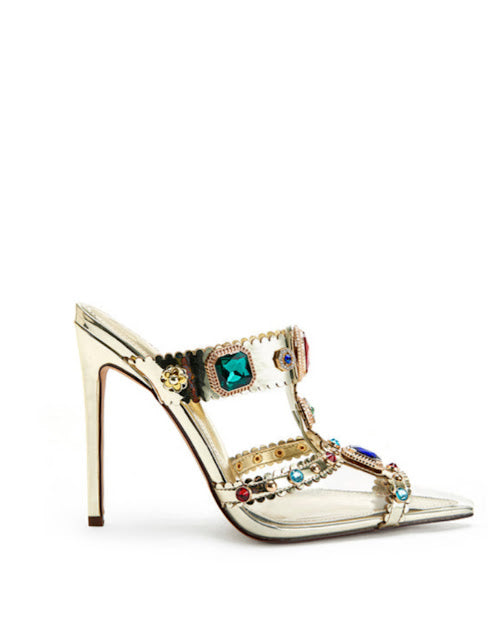CLEAR GEM POINTED HEELS