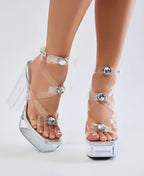 CLEAR STRAPPY PLATFORM HEELS