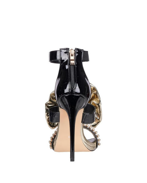 Rhinestone Bowtie Strappy Heels