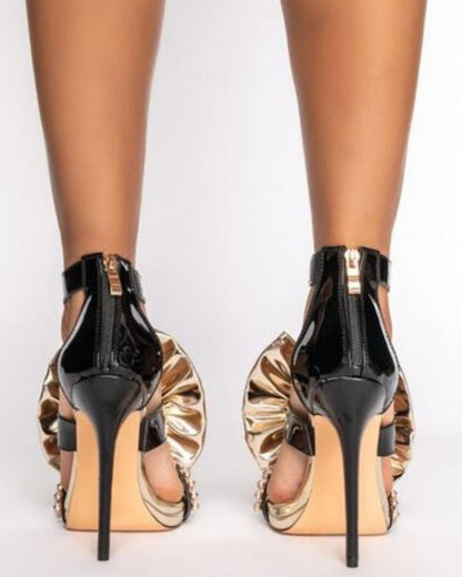 Rhinestone Bowtie Strappy Heels