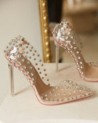 SEXY CLEAR RHIENSTONE PUMPS