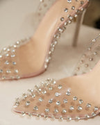 SEXY CLEAR RHIENSTONE PUMPS
