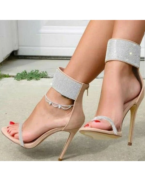 Rhinestones Strap Heels