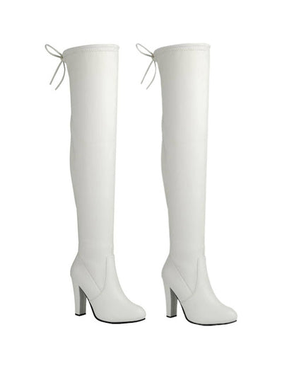 Chunky Faux Leather Knee Boot