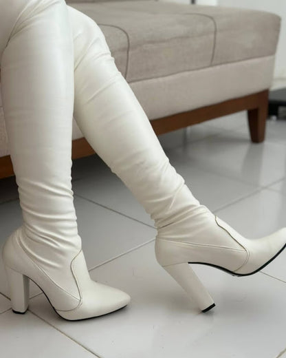 Chunky Faux Leather Knee Boot