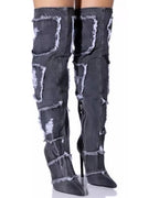 BLACK DENIM HIGH BOOTS