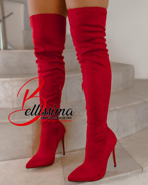 Faux Suede Stilleto High Boot