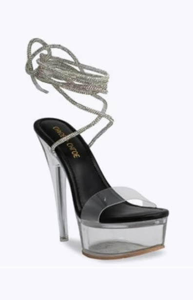 Rhinestone Clear Plaform Heels