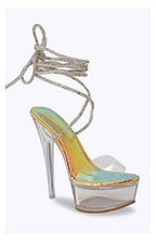 CLEAR RHINESTONE PLATFORM HEELS