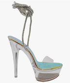 CLEAR RHINESTONE PLATFORM HEELS