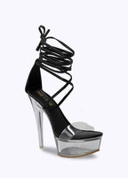 CLEAR PLATFORM STRAPPY HEELS