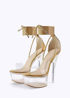 CLEAR PLATFORM STRAPPY HEELS
