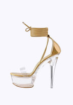CLEAR PLATFORM STRAPPY HEELS