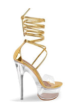 CLEAR PLATFORM STRAPPY HEELS