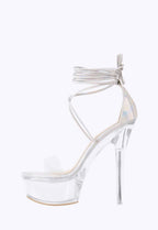 CLEAR PLATFORM STRAPPY HEELS
