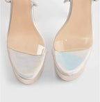 CLEAR PLATFORM STRAPPY HEELS